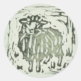 Adesivo Block Print Sheep Donkey Quilt - green sheep.