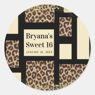 Adesivo Bloco de Cor Creme Marfim Preto & Leopardo Chita