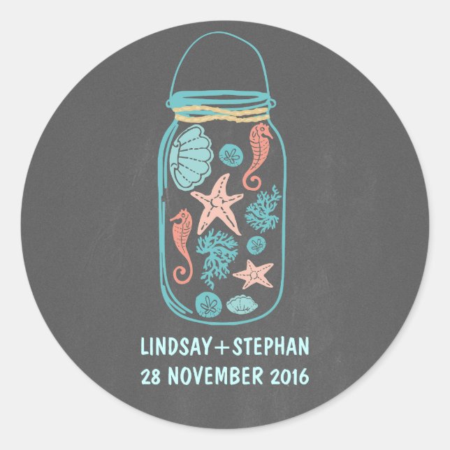 Adesivo Bloco de praia Mason jar bonitinhos de casamento (Frente)