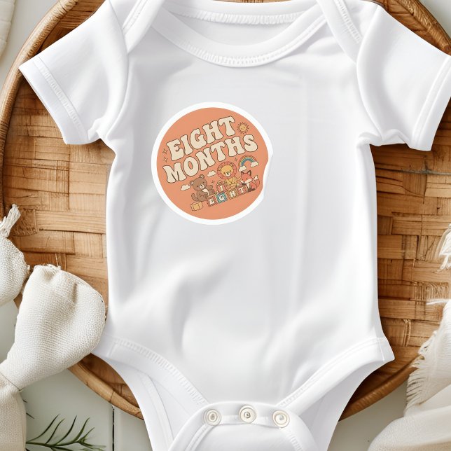 Adesivo Blocos de Brinquedo Retro Boho Bebê Oito Meses Mar (Criador carregado)