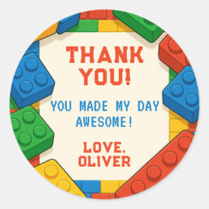 Adesivo Blocos de Construção de Jogo Coloridos Obrigado Et