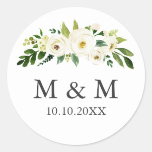 Adesivo Blogue Branco  Monograma Clássico de Casamento Fl
