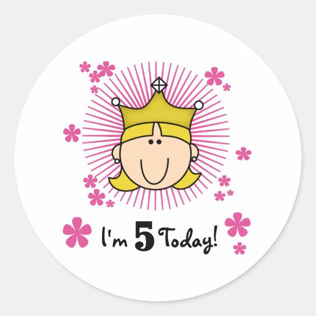 Adesivo Blona Princesa 5 Birthday (Frente)