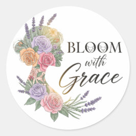 Adesivo Bloom com Grace Elegant Floral Woman Silhouette