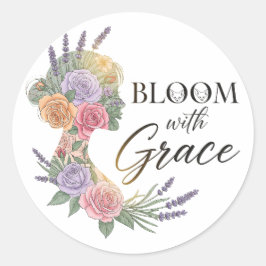 Adesivo Bloom com Grace Elegant Floral Woman Silhouette