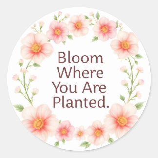 Adesivo Bloom Where You Are Planted Floral Quote Classic 