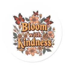 Bloom With Kindness Retro Floral Sticker 