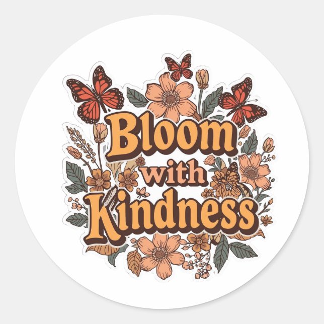 Adesivo Bloom With Kindness Retro Floral Sticker  (Frente)