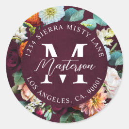 Adesivo Bloqueio de Endereço de Retorno Floral da Borgonha