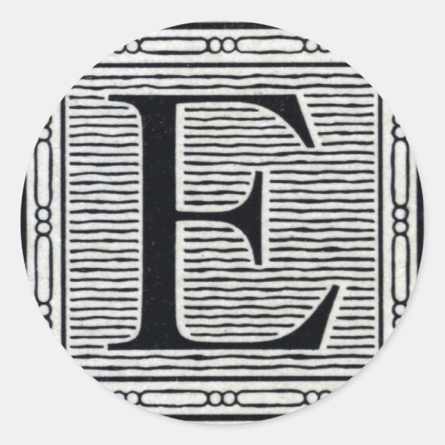 Adesivo Bloqueio - Letra "E" - bloco de madeira - inicial (Frente)