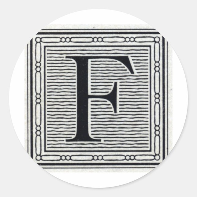 Adesivo Bloqueio - Letra "F" - bloco de madeira - inicial (Frente)