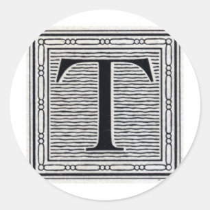 Adesivo Bloqueio - Letra "T" - bloco de madeira - inicial