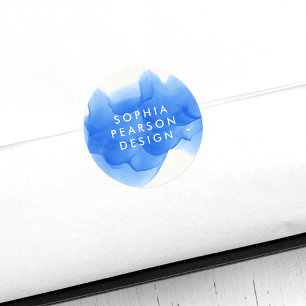 Adesivo Blot de Aquarela Azul de Cobalto Moderno