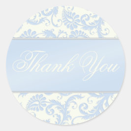 Adesivo Blue and Ivory Damask Obrigado Sticker