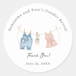 Adesivo Blue and Pink Watercolor Gender Reveal Adhesive 