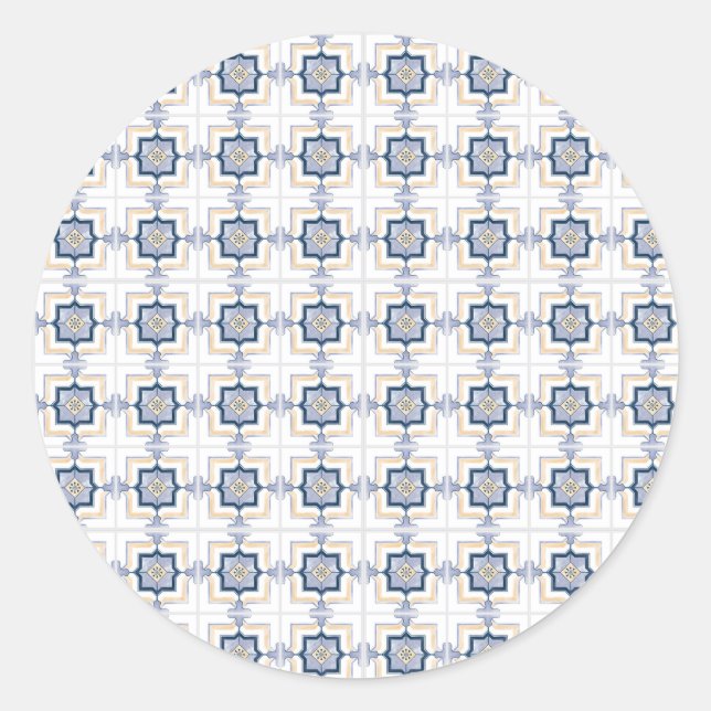 Adesivo Blue and white geometric pattern  (Frente)
