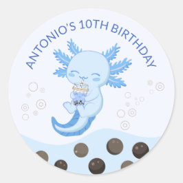 Adesivo Blue Axolotl Bubble milk Boba Tea Festa de anivers