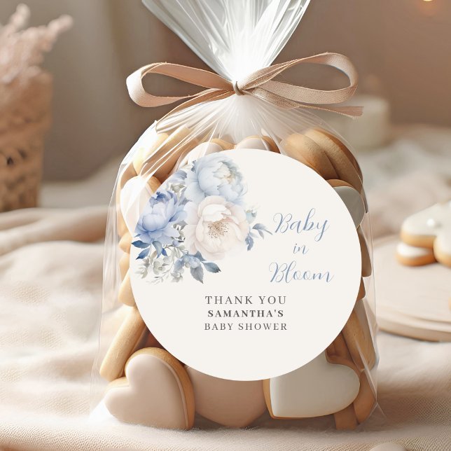 Adesivo Blue Baby In Bloom Floral Boy Chá de fraldas (Criador carregado)