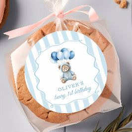 Adesivo Blue Balloons Teddy Bear Birthday Sticker