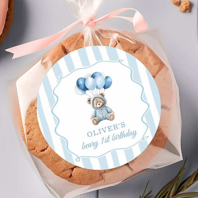 Adesivo Blue Balloons Teddy Bear Birthday Sticker (Criador carregado)