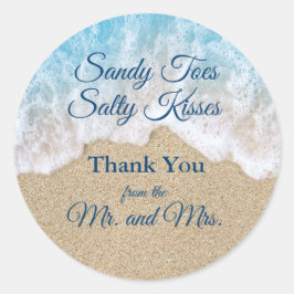 Adesivo Blue Beach Waves Sandy Toes Salty Kisses Obrigado