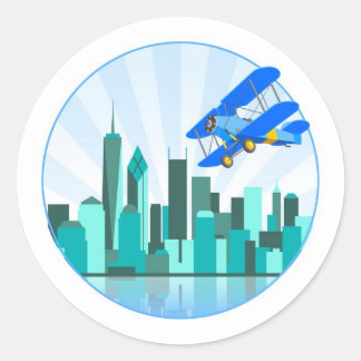 Adesivo Blue Biplane sobre Nova York - Design