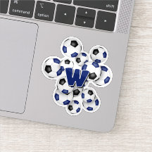 blue black soccer balls sticker with monogram