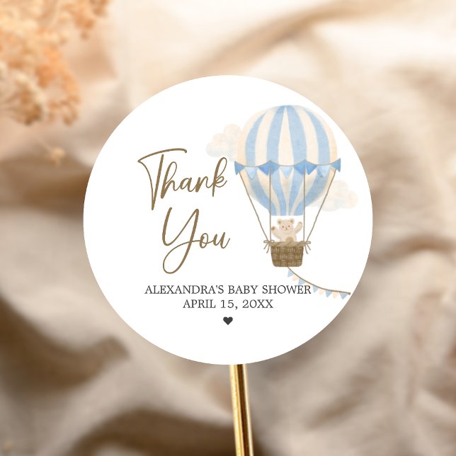 Adesivo Blue Boho Bear Baby Shower  (Oh Baby Bear Baby Shower Sticker)