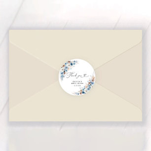 Adesivo Blue Boho Floral Classk Round Sticker