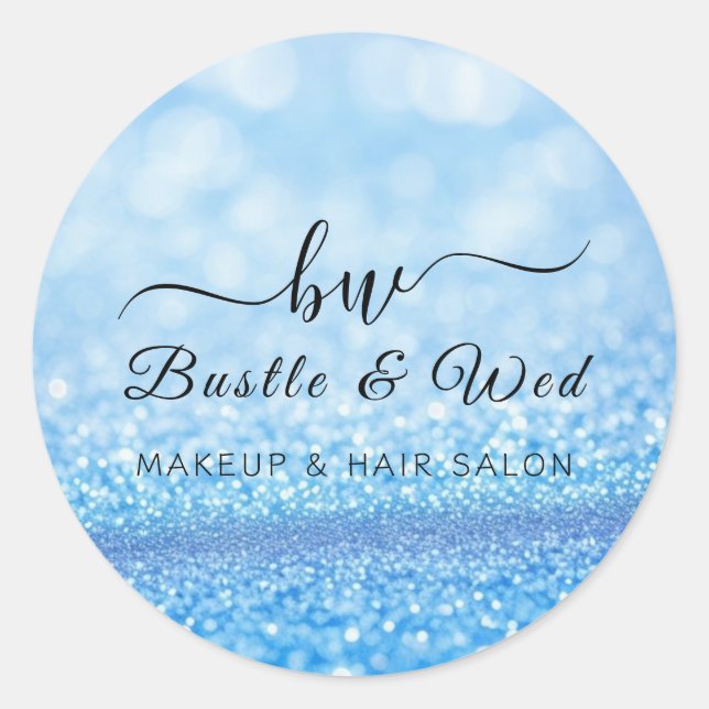 Adesivo Blue Bokeh Shiny Makeup Hair Salon (Frente)