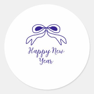 Adesivo Blue bow happy new year name date simple minimal