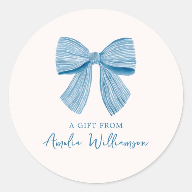Adesivo Blue Bow Personalized Classic Preppy A Gift From (Frente)
