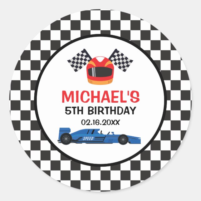 Adesivo Blue Car Racing Birthday (Frente)