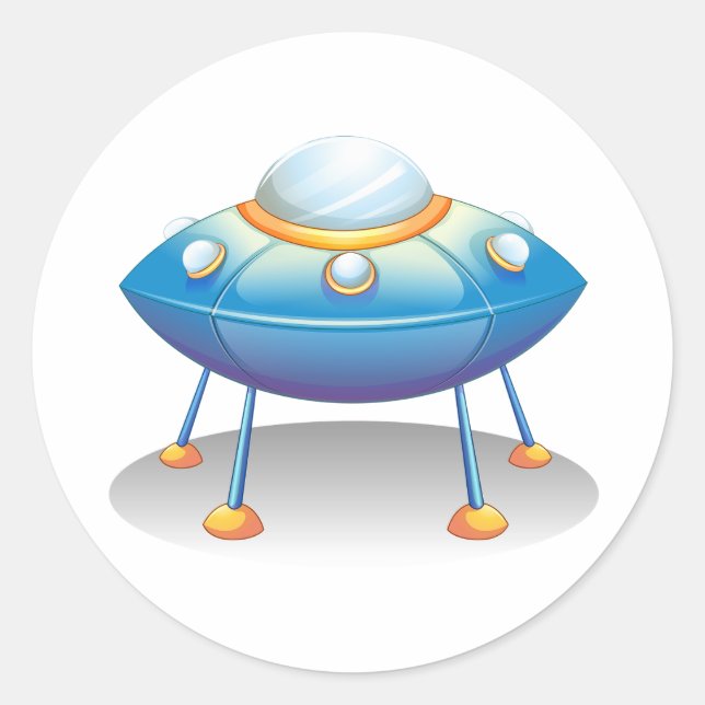 Adesivo Blue Cartoon UFO Spaceship Fun Sci-Fi (Frente)