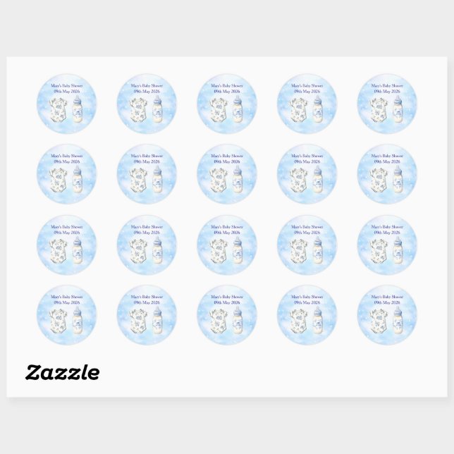 Adesivo Blue Chinoiserie Baby Shower Stickers (20) (Folha)