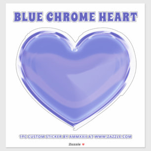 Adesivo Blue Chrome Custom Heart Sticker