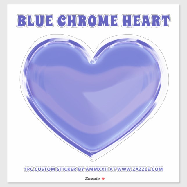 Adesivo Blue Chrome Custom Heart Sticker (Folha)