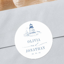 Adesivo Blue Coastal Toile Lighthouse Wedding