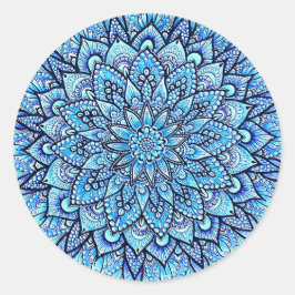 Adesivo Blue Color Pencil Hand Drawn Mandala Design