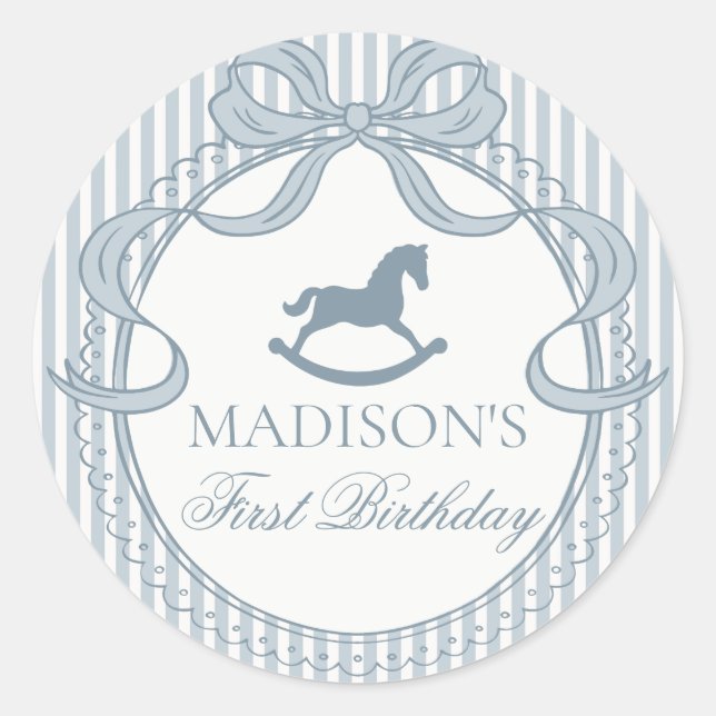 Adesivo Blue Coquette Bow Horse Birthday Envelope Seal (Frente)