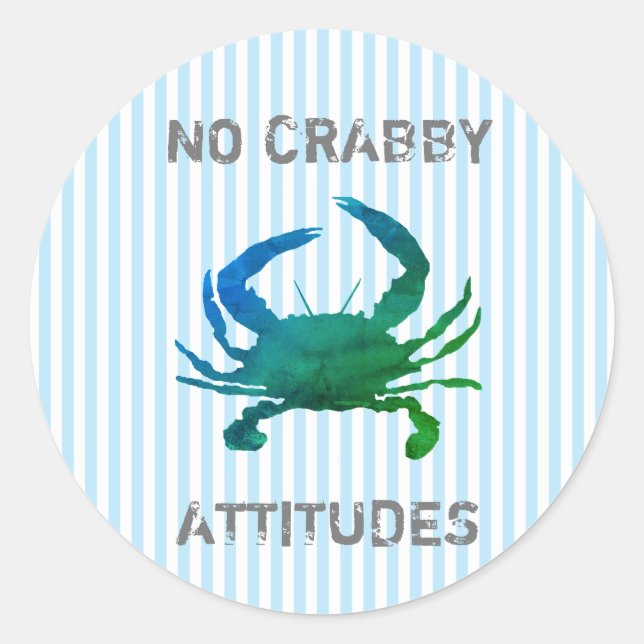 Adesivo Blue Crab Nautical No Crabby Attitudes (Frente)