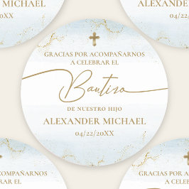 Adesivo Blue Cross Boy Thank You Baptism Bautizo