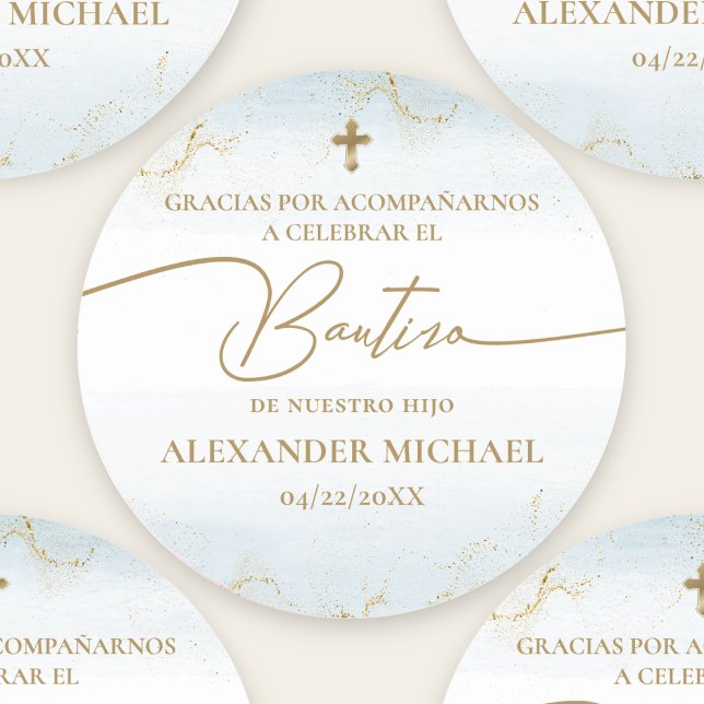 Adesivo Blue Cross Boy Thank You Baptism Bautizo (Criador carregado)