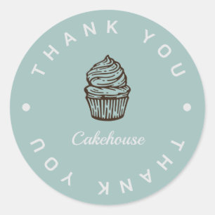 Adesivo Blue Cupcake Bakery Business Obrigado Sticker