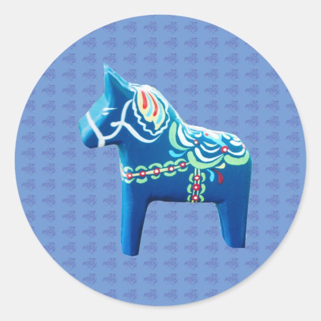 Adesivo Blue Dala Horse Classic Round Sticker (Frente)