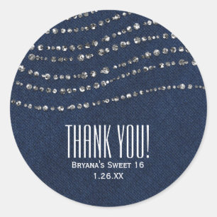 Adesivo Blue Denim & Diamantes Sparkle Bling Party Favor