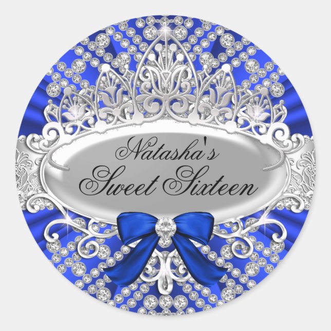 Adesivo Blue Diamond e Tiara Sweet 16 Sticker (Frente)