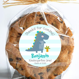 Adesivo Blue Dinosaur Boy Kindergarten Graduation Thanks