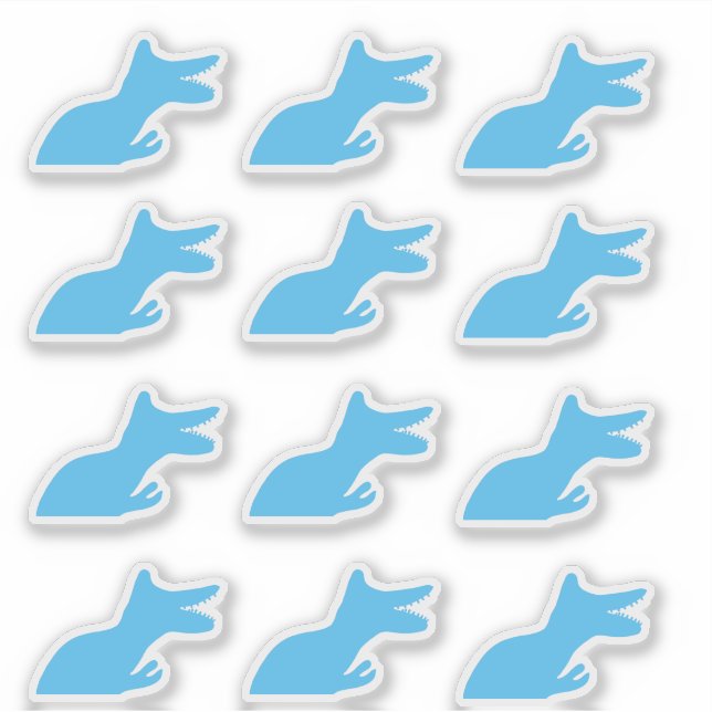 Adesivo Blue Dinosaur Tyrannosaur Custom-Cut Vinyl Sticker (Frente)