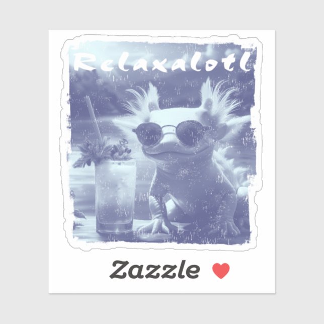 Adesivo Blue Distressed Relaxalotl Axolotl (Folha)